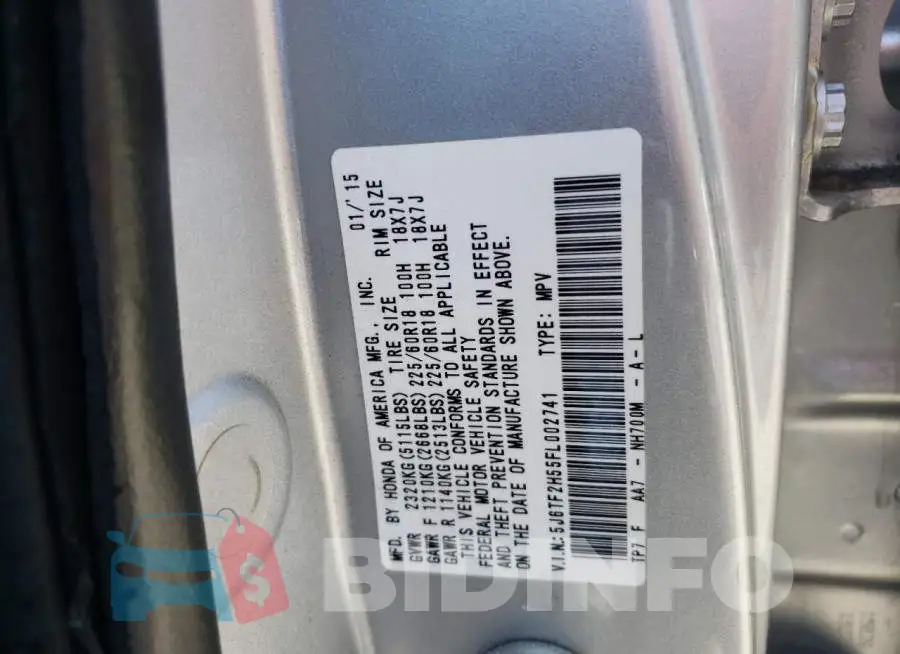 5J6TF2H55FL002741 Photo# 12
