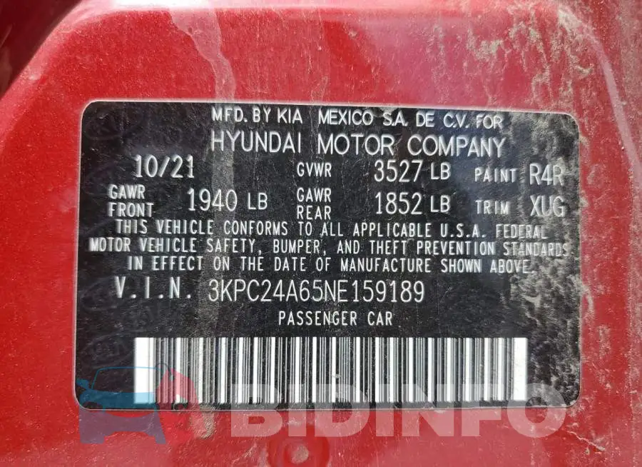 3KPC24A65NE159189 Photo# 12