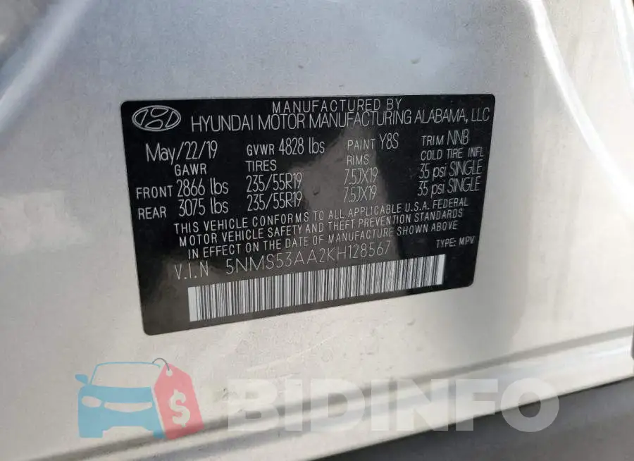 5NMS53AA2KH128567 Photo# 13
