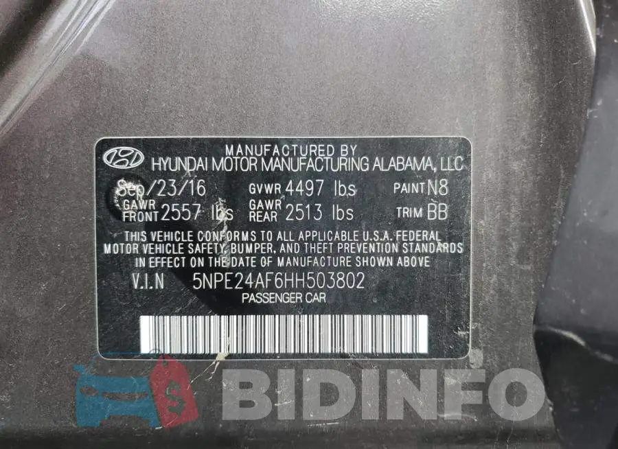 5NPE24AF6HH503802 Photo# 13