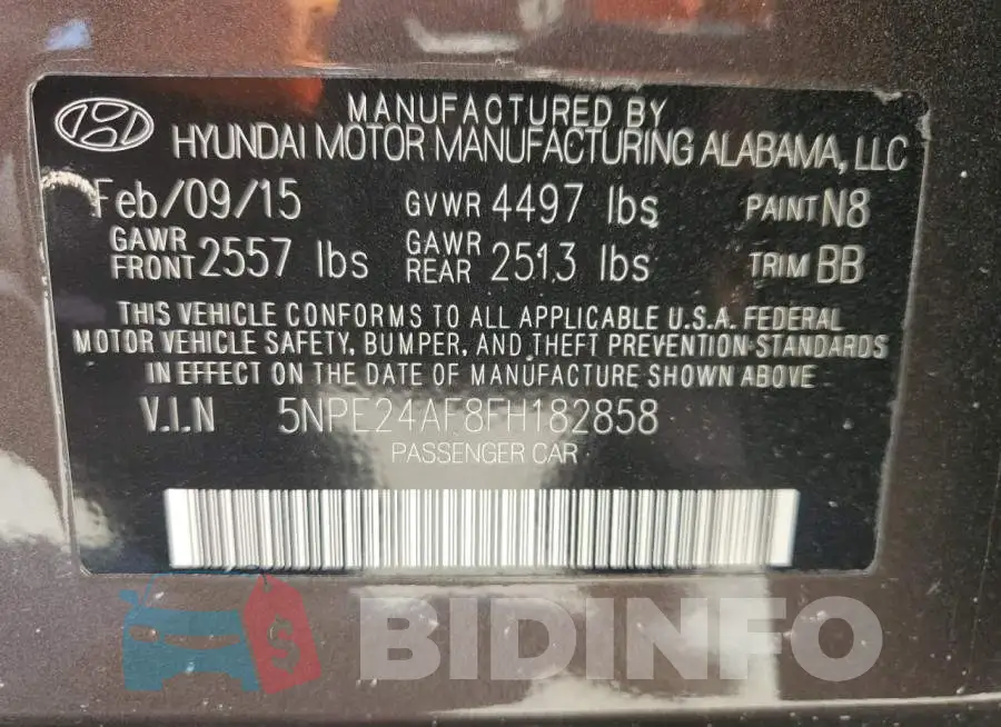 5NPE24AF8FH182858 Photo# 12