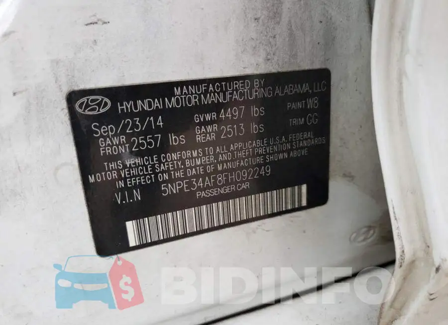 5NPE34AF8FH092249 Photo# 12