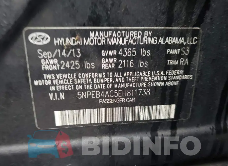 5NPEB4AC5EH811738 Photo# 12