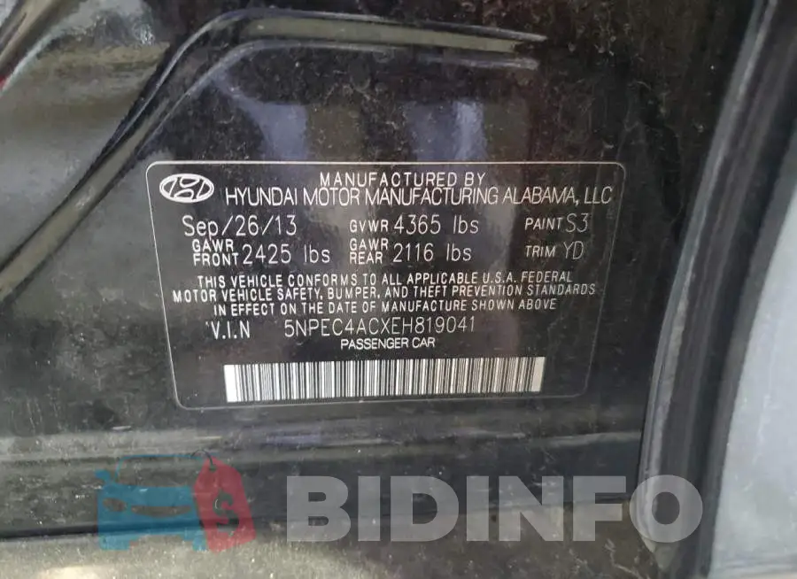 5NPEC4ACXEH819041 Photo# 12