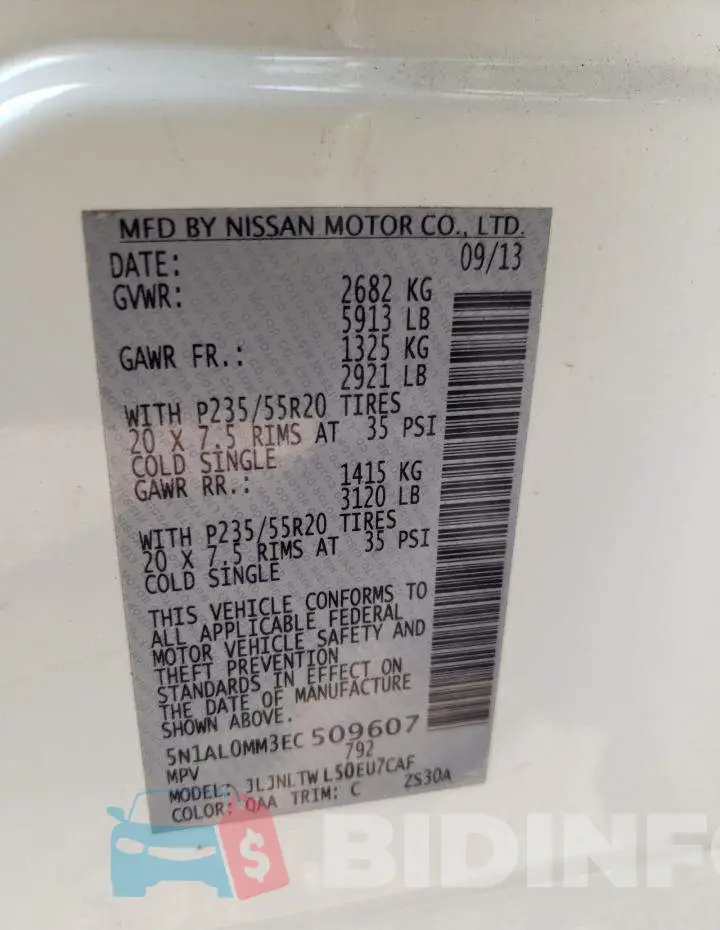 5N1AL0MM3EC509607 Photo# 12