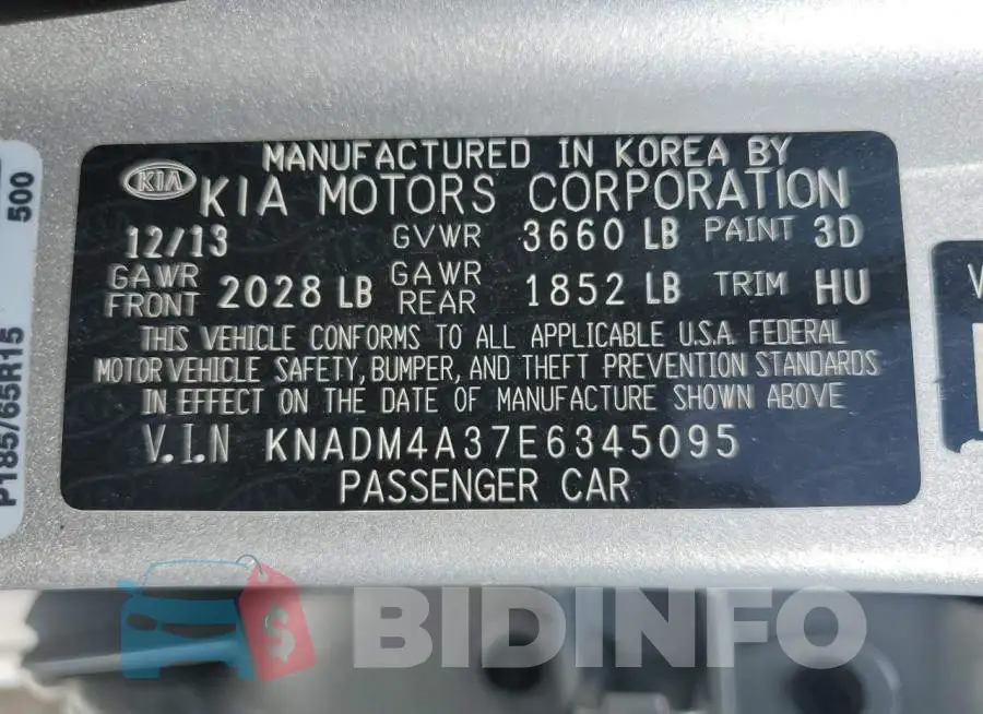 KNADM4A37E6345095 Photo# 12