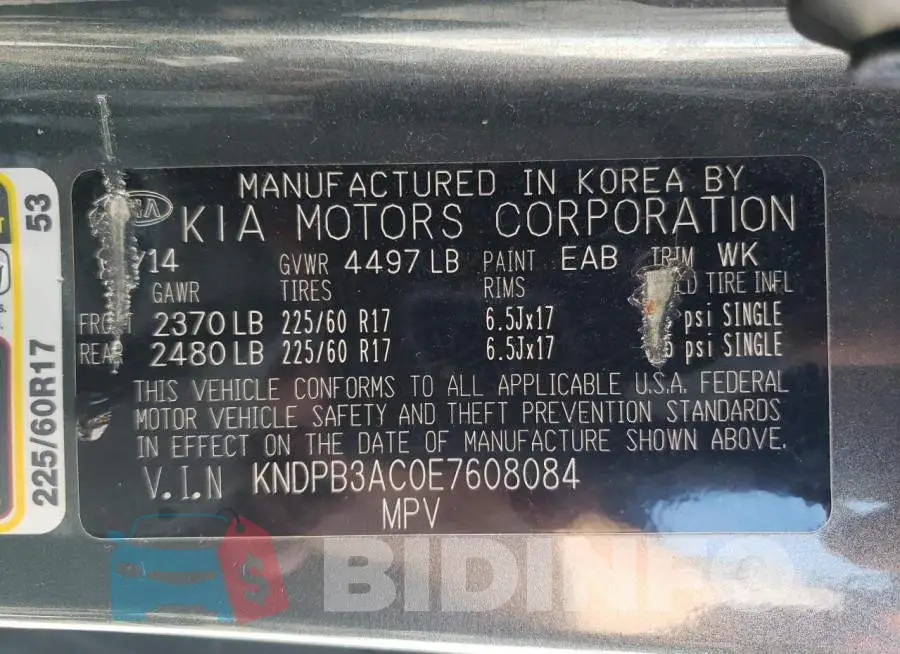 KNDPB3AC0E7608084 Photo# 13
