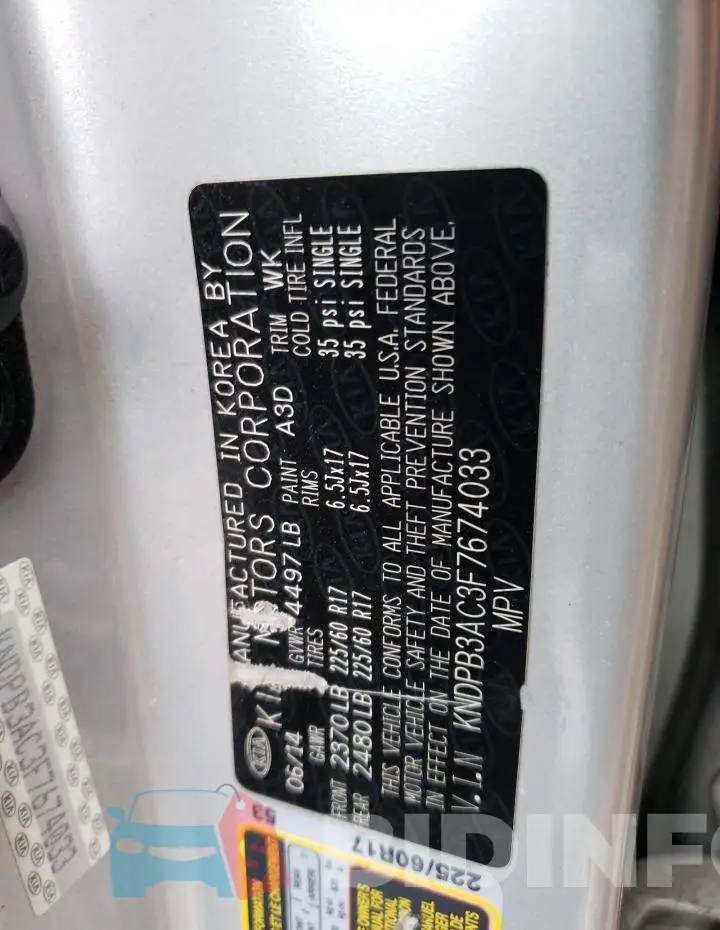KNDPB3AC3F7674033 Photo# 13