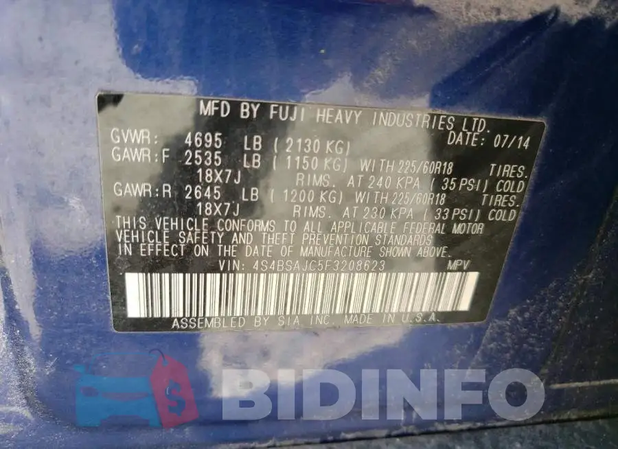 4S4BSAJC5F3208623 Photo# 12