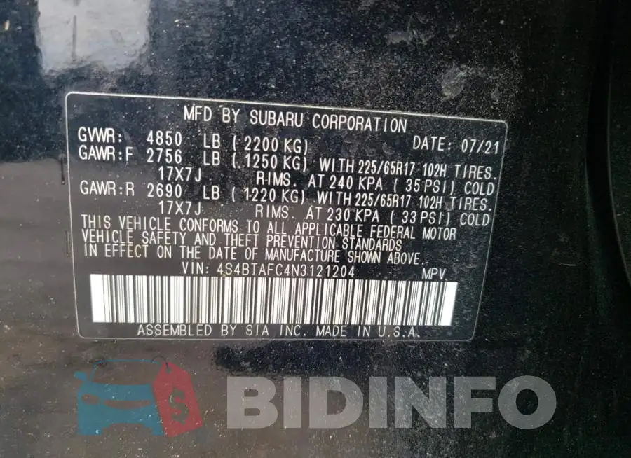 4S4BTAFC4N3121204 Photo# 12
