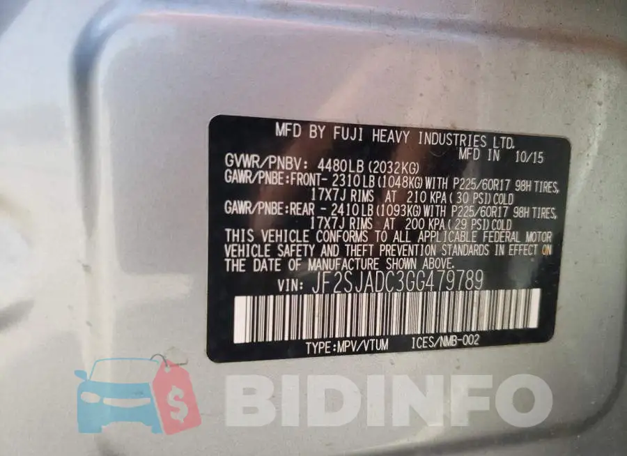JF2SJADC3GG479789 Photo# 12