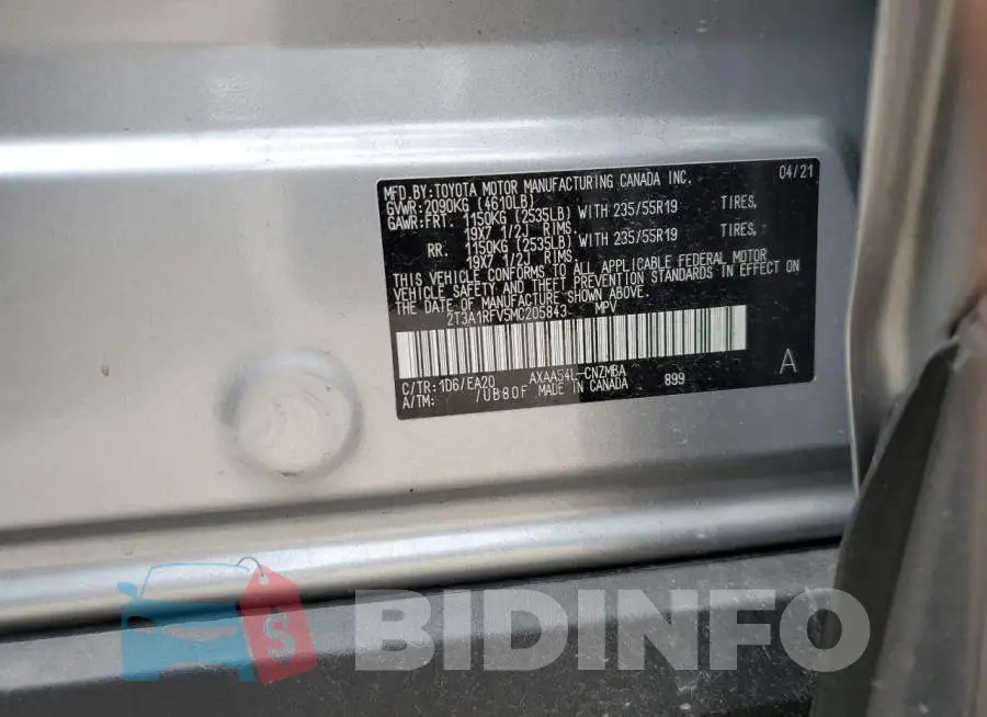 2T3A1RFV5MC205843 Photo# 12