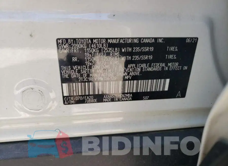 2T3C1RFV1MW156129 Photo# 12