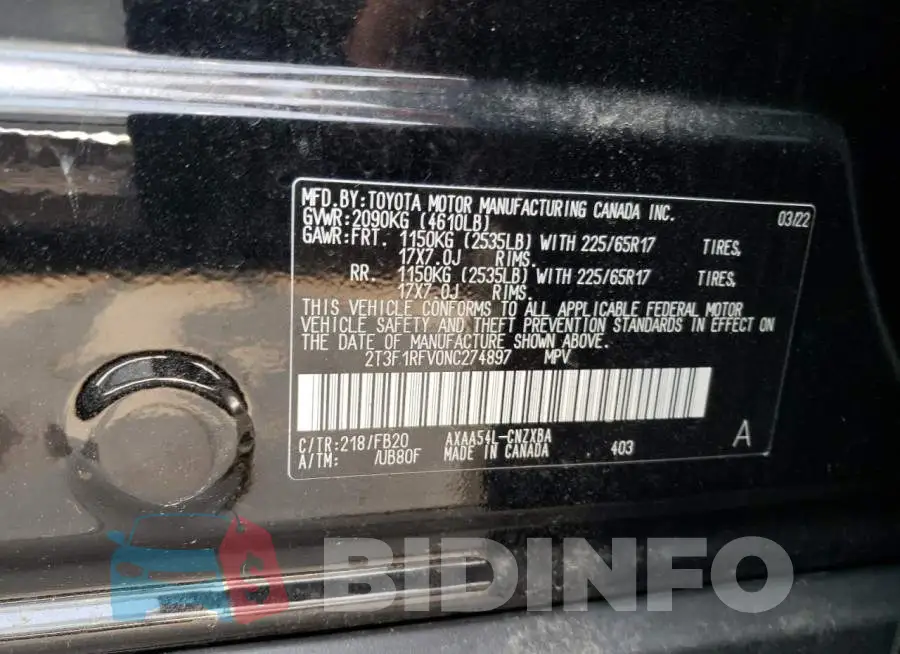 2T3F1RFV0NC274897 Photo# 13