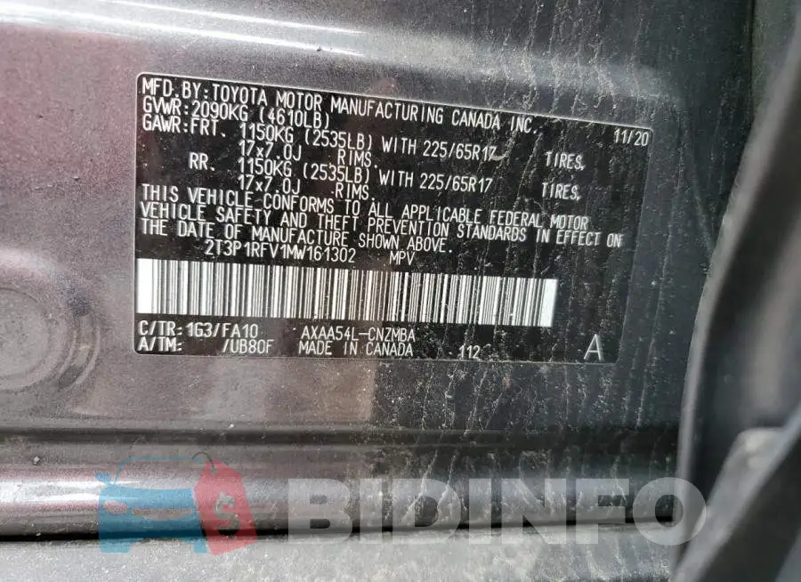 2T3P1RFV1MW161302 Photo# 13