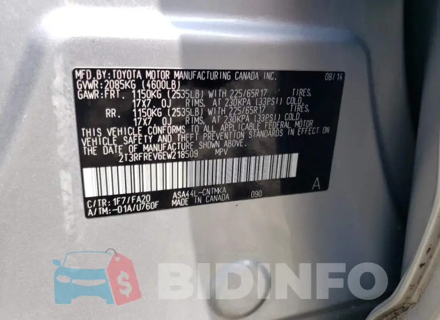 2T3RFREV6EW218509 Photo# 12