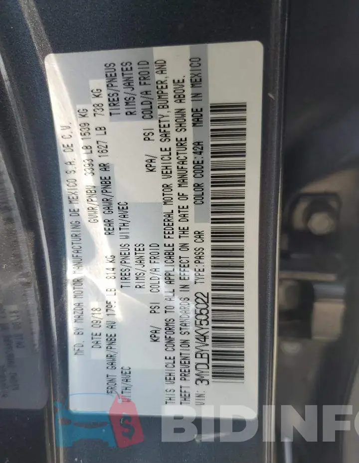 3MYDLBYV4KY505022 Photo# 12
