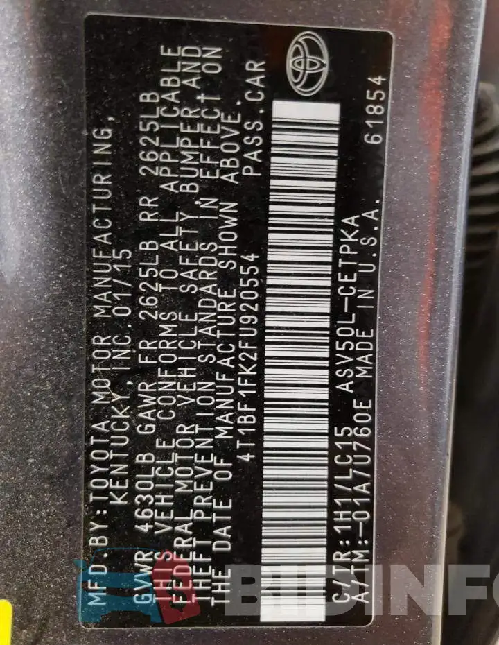 4T1BF1FK2FU920554 Photo# 12