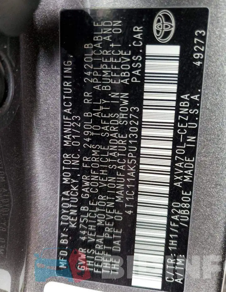 4T1C11AK5PU130273 Photo# 12
