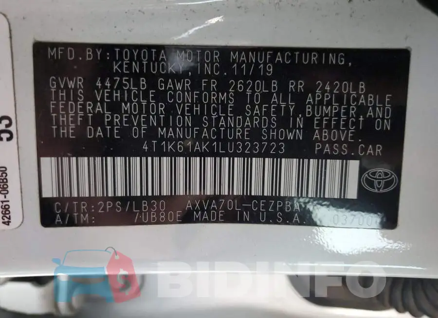 4T1K61AK1LU323723 Photo# 13