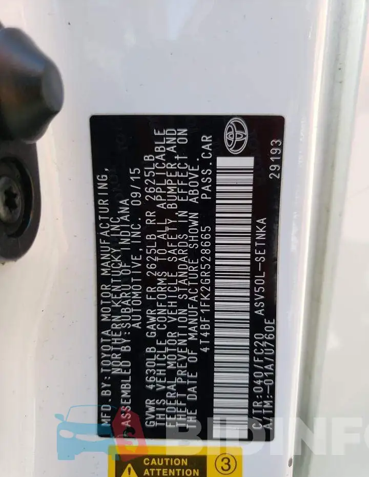 4T4BF1FK2GR528665 Photo# 12