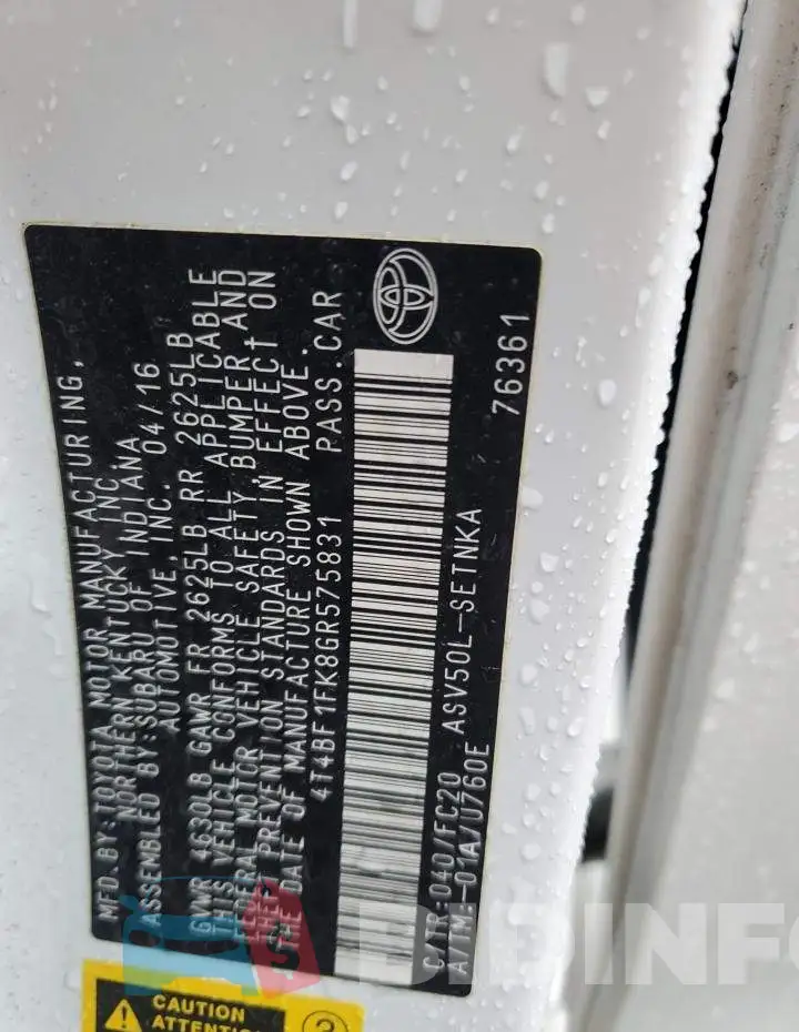 4T4BF1FK8GR575831 Photo# 12