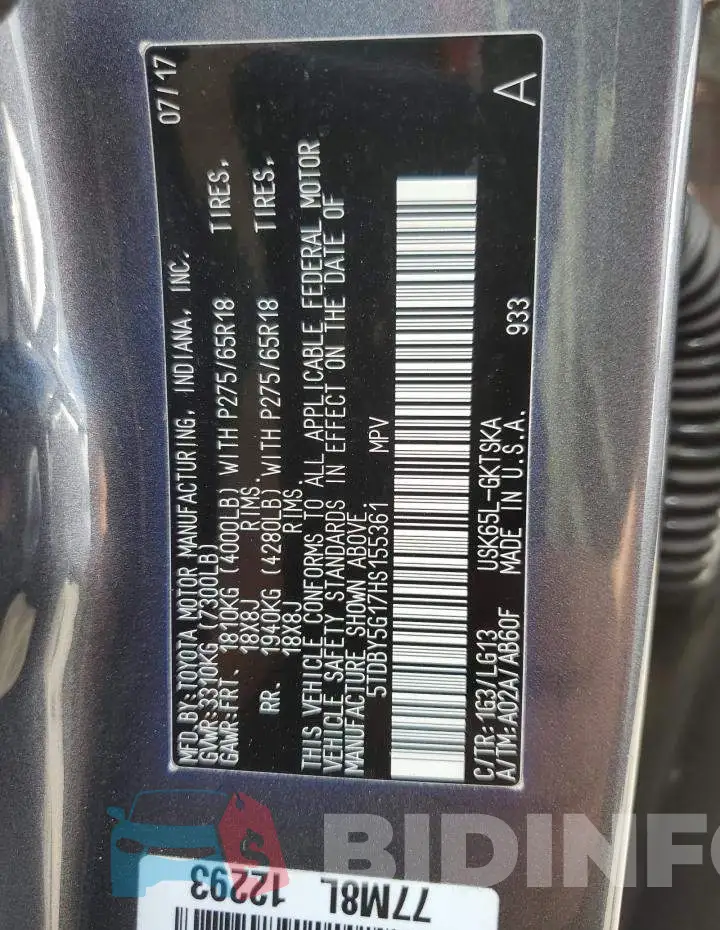 5TDBY5G17HS155361 Photo# 14
