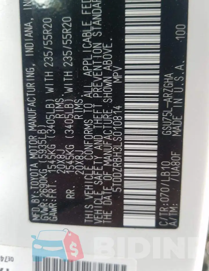 5TDDZRBH3LS010814 Photo# 14