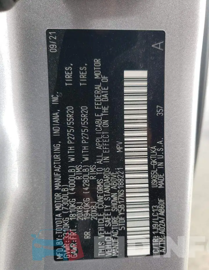 5TDFY5B17NS188221 Photo# 13
