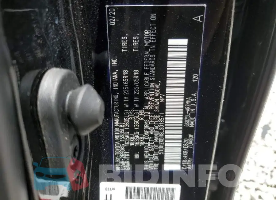 5TDHZRBH8LS018571 Photo# 14