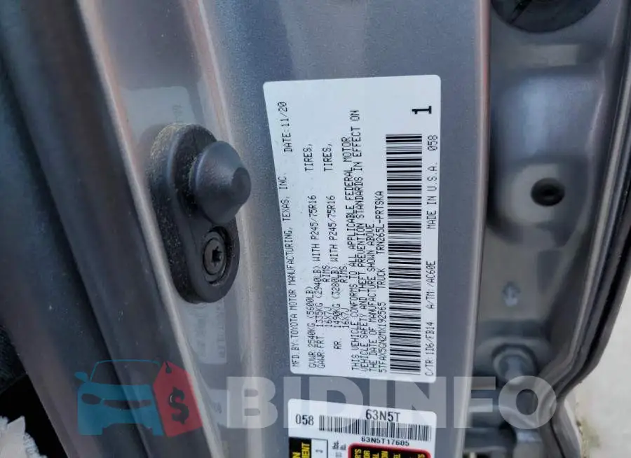 5TFAX5GN2MX192565 Photo# 12