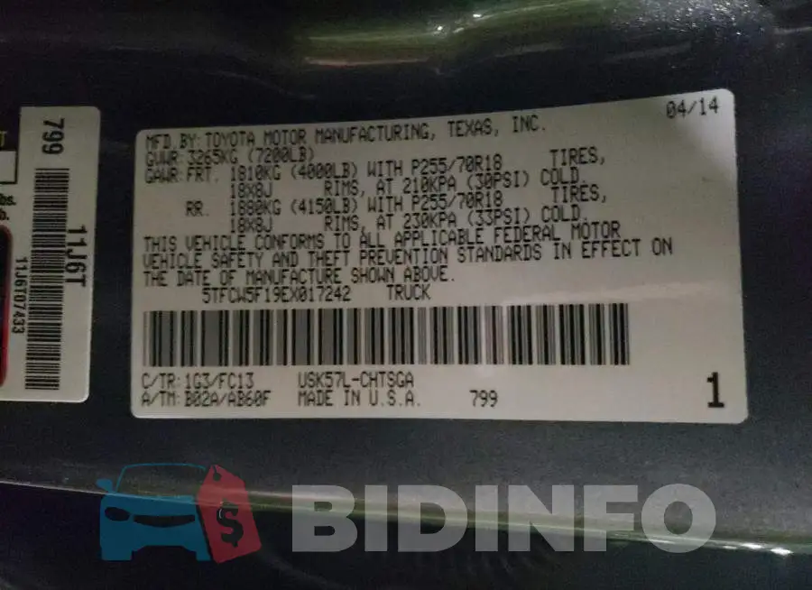 5TFCW5F19EX017242 Photo# 12