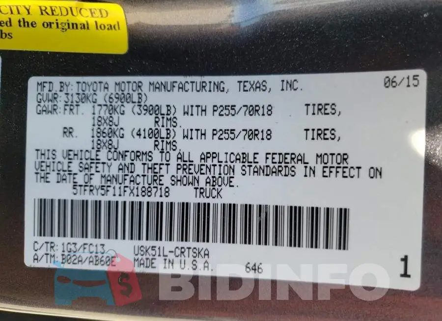 5TFRY5F11FX188718 Photo# 12