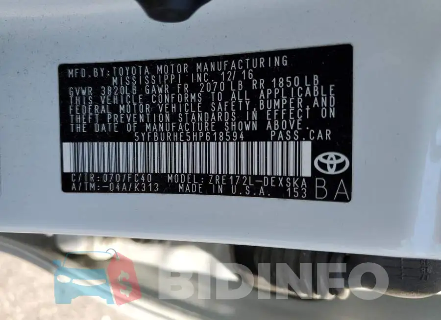 5YFBURHE5HP618594 Photo# 12