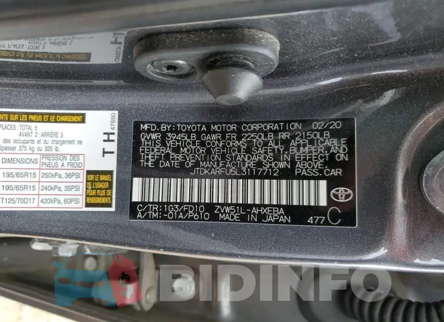JTDKARFU5L3117712 Photo# 12
