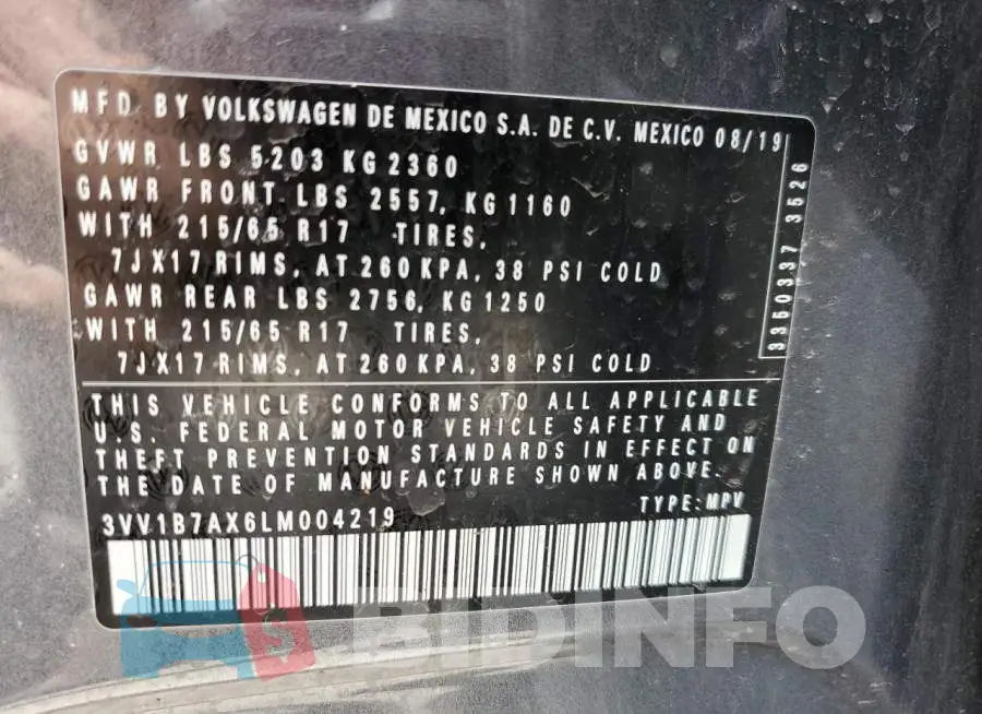 3VV1B7AX6LM004219 Photo# 13