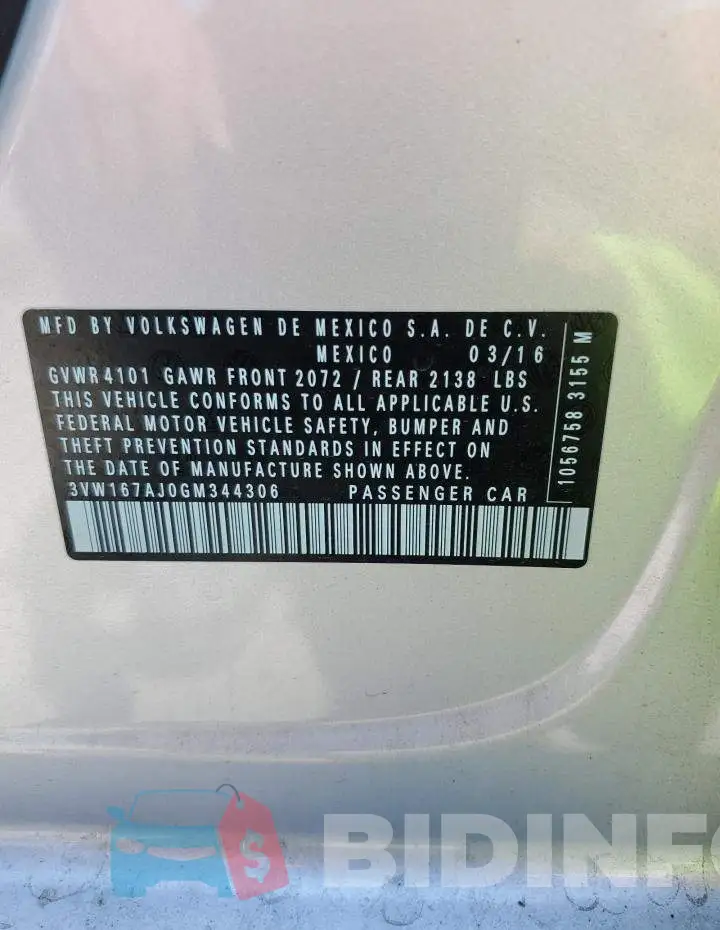 3VW167AJ0GM344306 Photo# 13