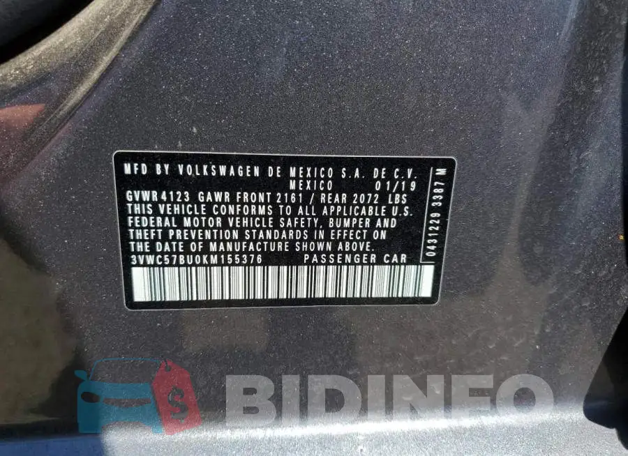 3VWC57BU0KM155376 Photo# 12