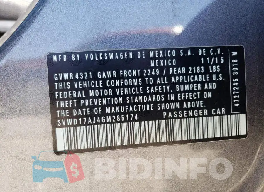3VWD17AJ4GM285174 Photo# 13
