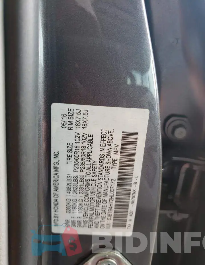 5J8TB4H72HL007172 Photo# 12