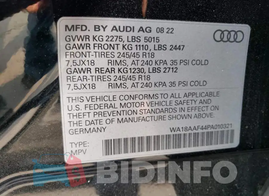 WA18AAF44PA010321 Photo# 12