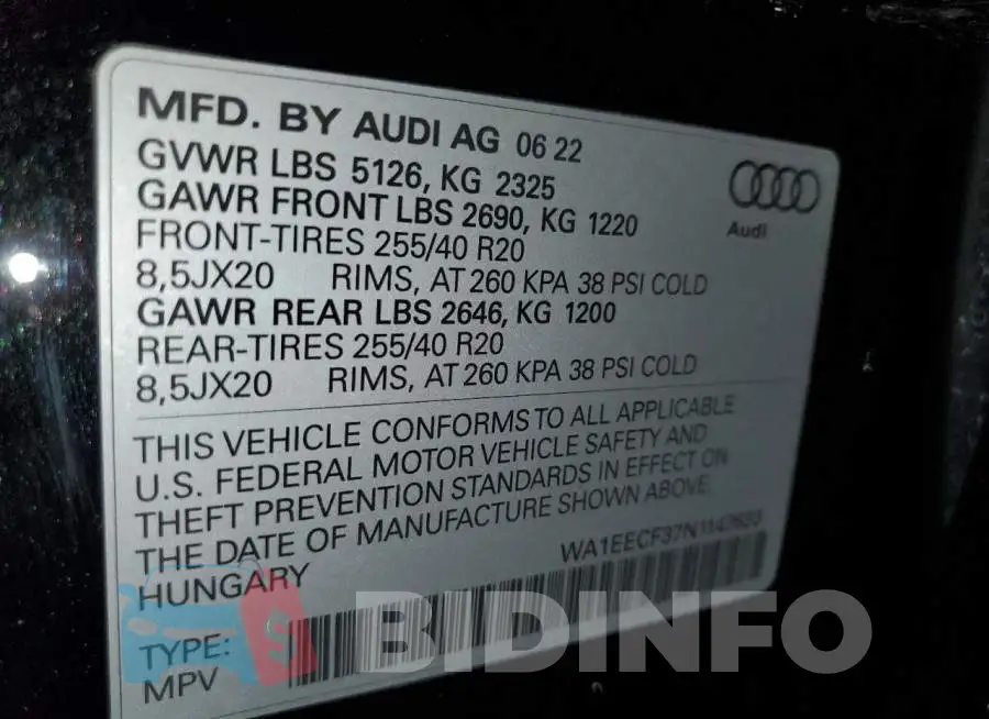 WA1EECF37N1147633 Photo# 14