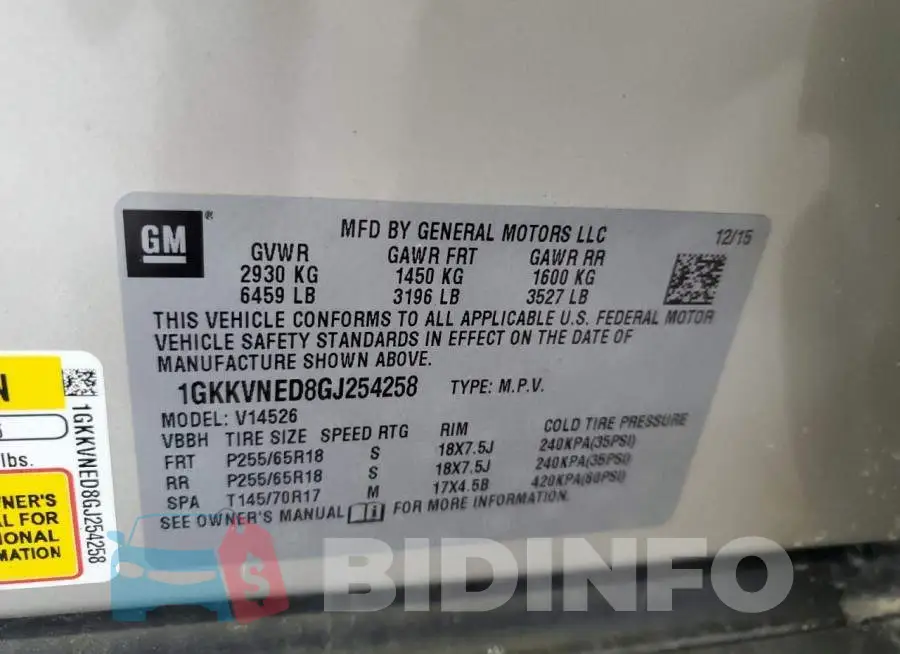 1GKKVNED8GJ254258 Photo# 13