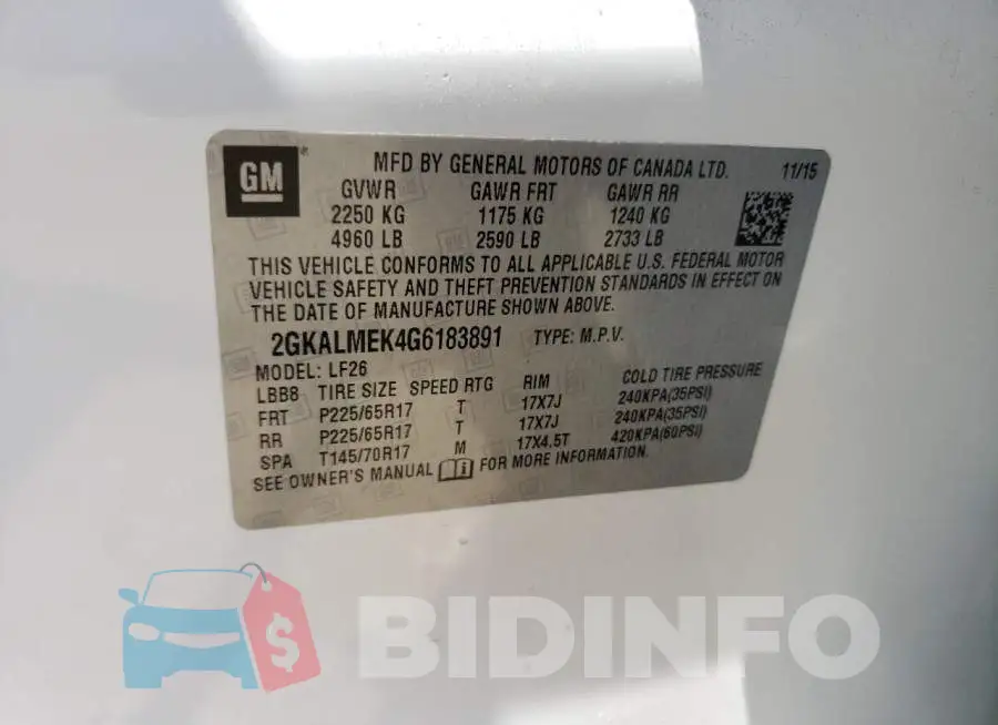2GKALMEK4G6183891 Photo# 13