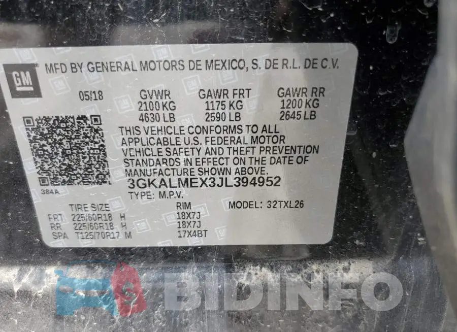 3GKALMEX3JL394952 Photo# 13