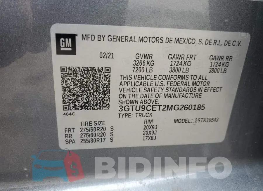 3GTU9CET2MG260185 Photo# 13