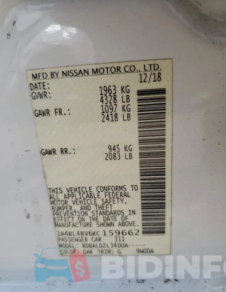 1N4BL4BV6KC159662 Photo# 12