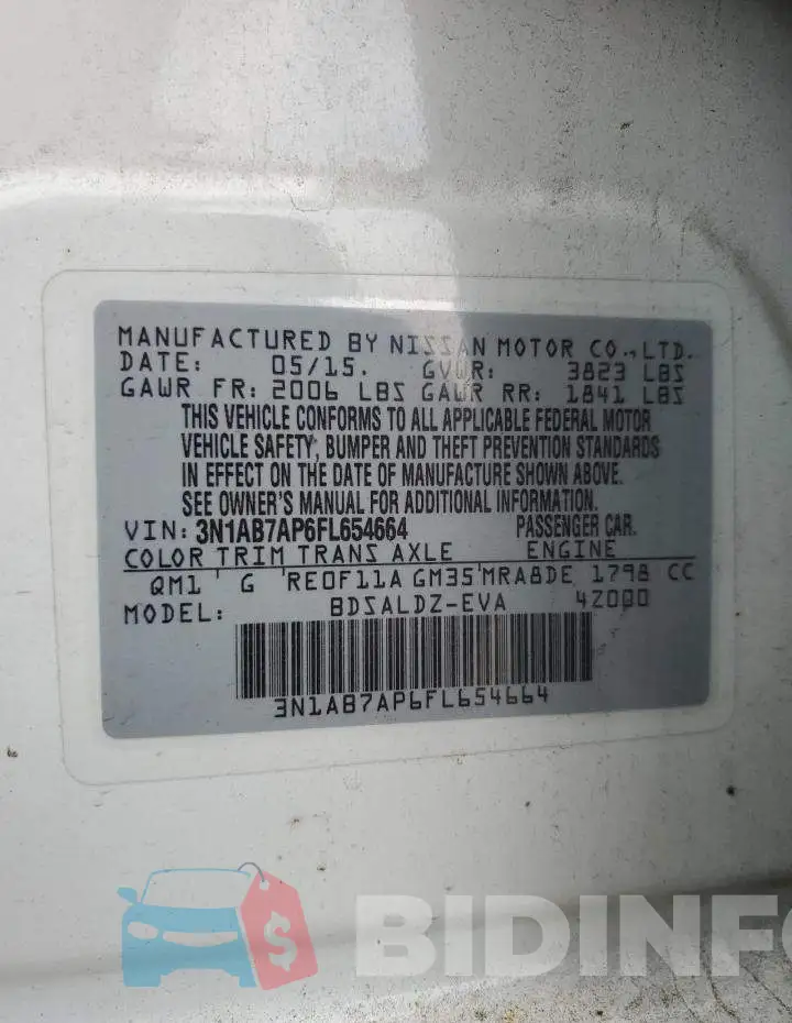 3N1AB7AP6FL654664 Photo# 13