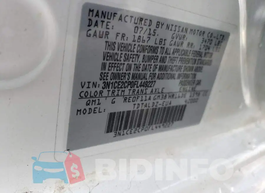 3N1CE2CP0FL449227 Photo# 12