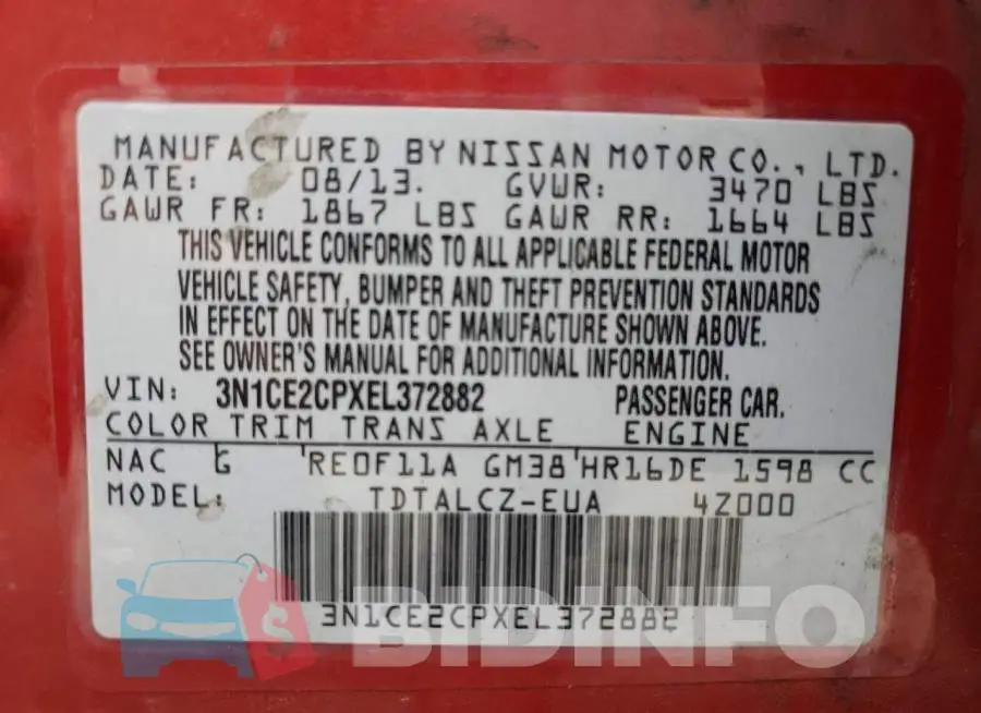 3N1CE2CPXEL372882 Photo# 12